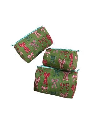 Green Bow Printed Multi Utility Pouches Set