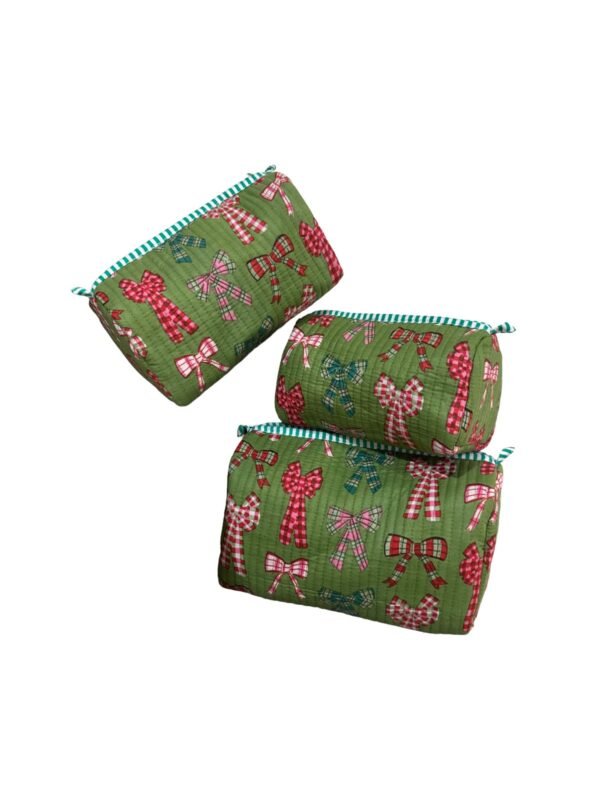 Green Bow Printed Multi Utility Pouches Set