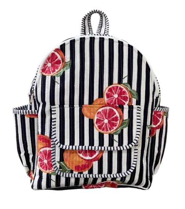 Black Fruity Quilted Backpack