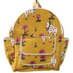 Mustard Pichwai Printed Quilted Backpack