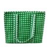 Green Checked Print Quilted Zipper Tote Bag