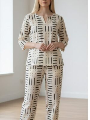 Black And White Cotton Night Dress